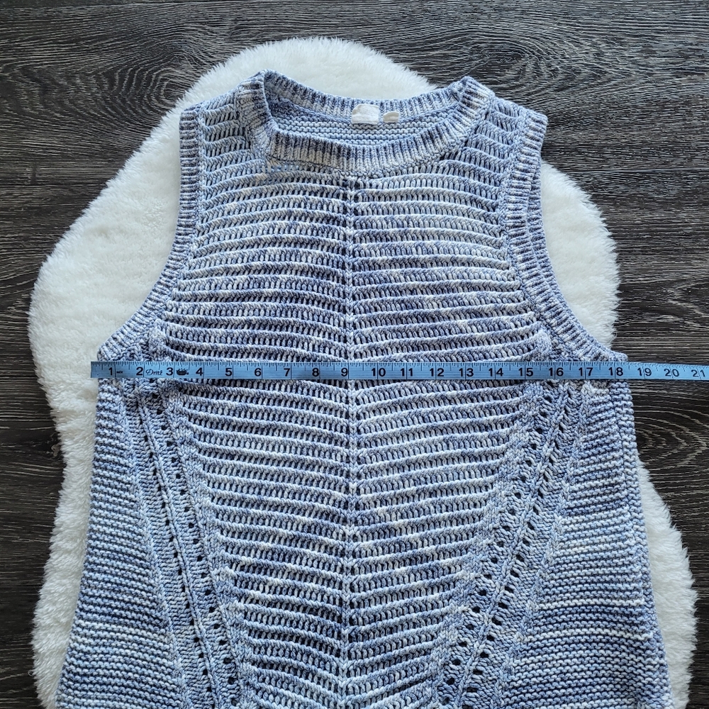 GAP Ombrè Sleeveless Cotton Cheveron Knit Tank With In Blue Marled Yarn Size M - Picture 3 of 8